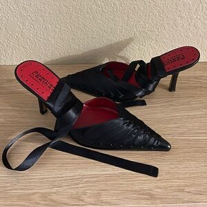 Sergio Zelcer Black and Red Ribbon Heels